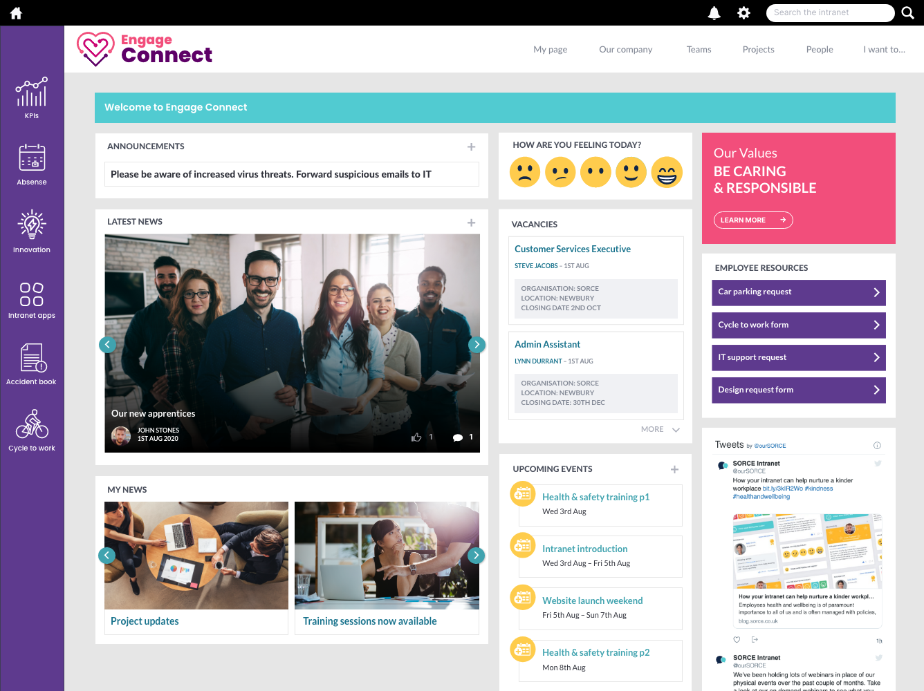 Engage Connect homepage